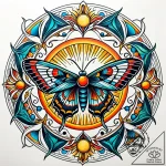Swarm of moths beneath eclipsed sun, tattoo d… – style Jaeger Simple – tattoo sketch (11.11.2025 08:58)