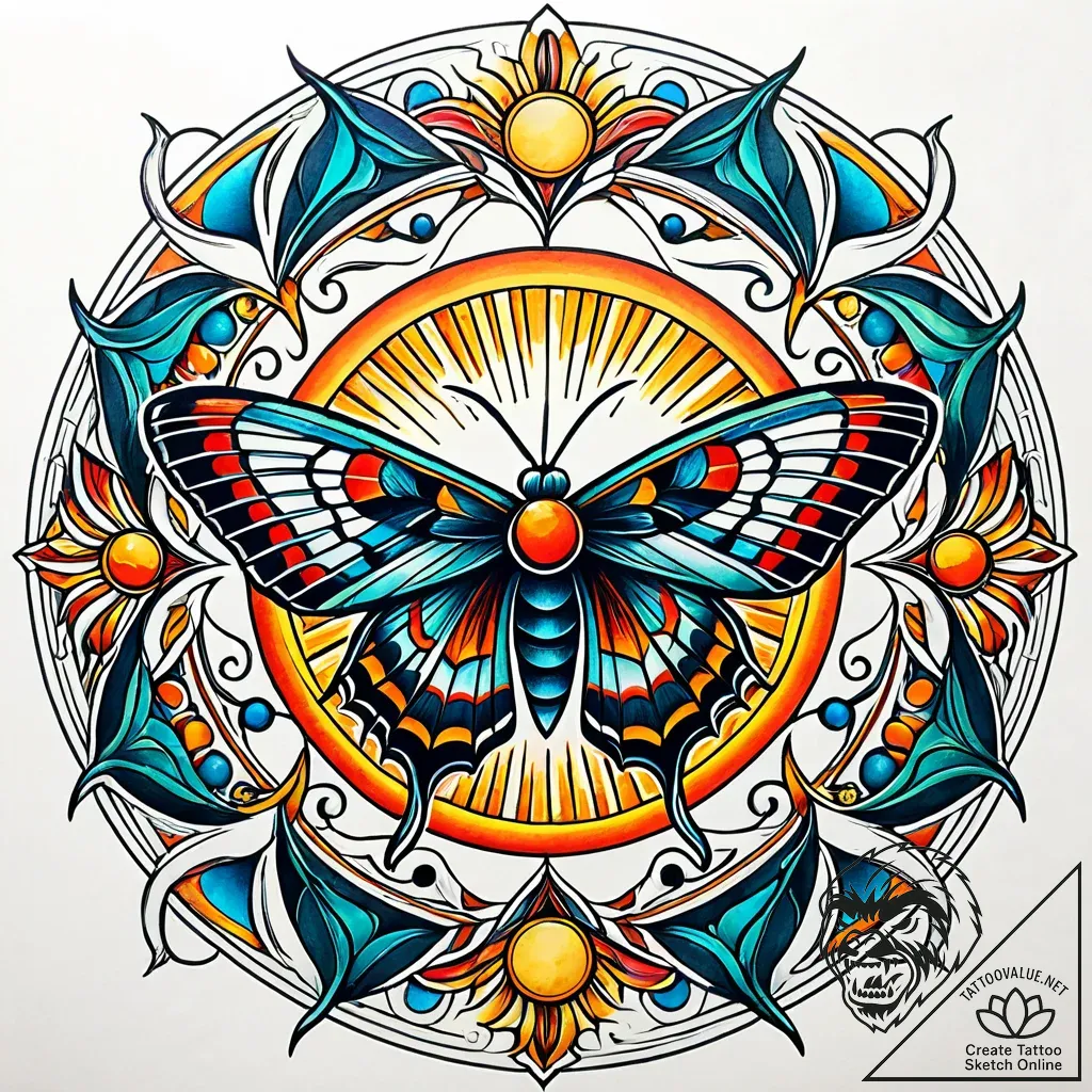 Swarm of moths beneath eclipsed sun, tattoo d... - style Jaeger Simple - tattoo sketch (11.11.2025 08:58)