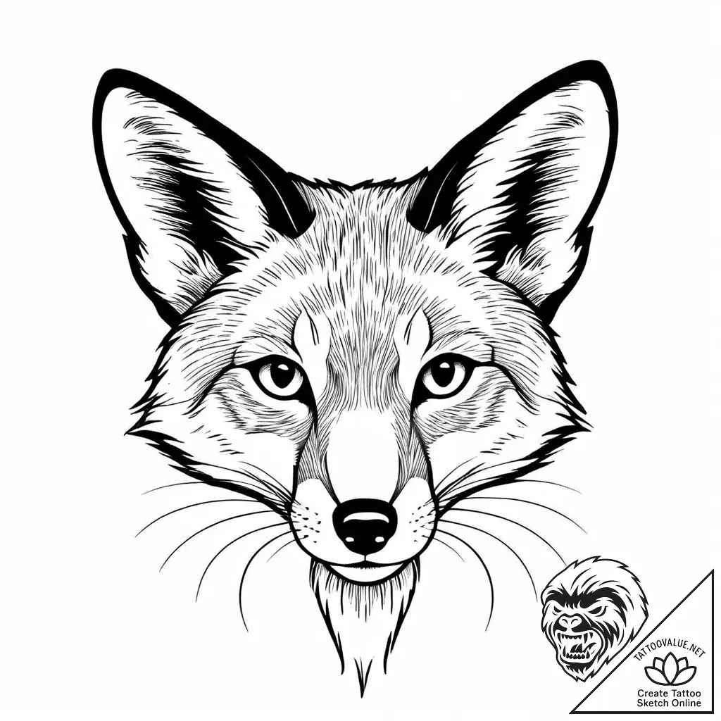 Tattoo sketch, thin outline of fox face with... - style Jaeger Mini - tattoo sketch (11.11.2025 09:25)