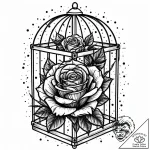 Locked rose within iron cage, tattoo flash sh… – style Jaeger Mini – tattoo sketch (11.11.2025 09:49)