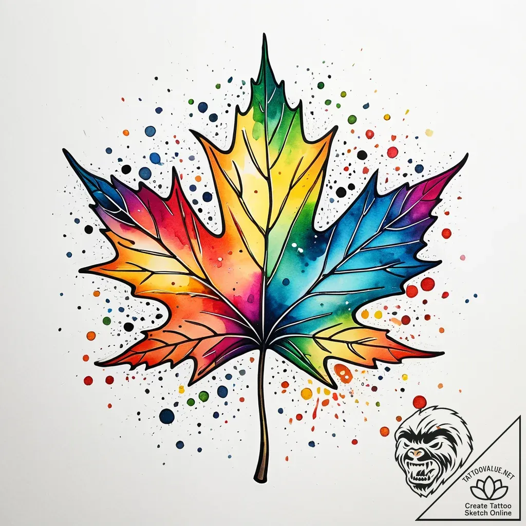 Maple, tattoo line art, vibrant colors, full... - style Jaeger Simple - tattoo sketch (11.11.2025 09:58)