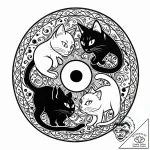 Yin-yang symbol made from a black cat and a w… – style Jaeger Mini – tattoo sketch (11.11.2025 10:01)