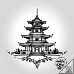 Pagoda, symbolizing wisdom and serenity, conc… – style Jagger Old – tattoo sketch (11.11.2025 10:04)