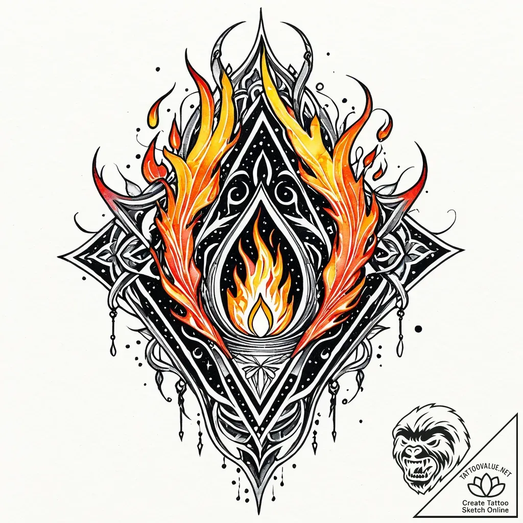 Wraith flame beneath spectral arch, concept a... - style Jaeger Mini - tattoo sketch (11.11.2025 10:13)