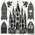 Tat tattoo sketch, gothic cathedral with poin… – style Jaeger Simple – tattoo sketch (11.11.2025 10:22)