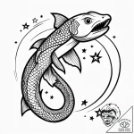 Koi serpent weaving through stars, artistic t… – style Jagger Old – tattoo sketch (11.11.2025 10:28)