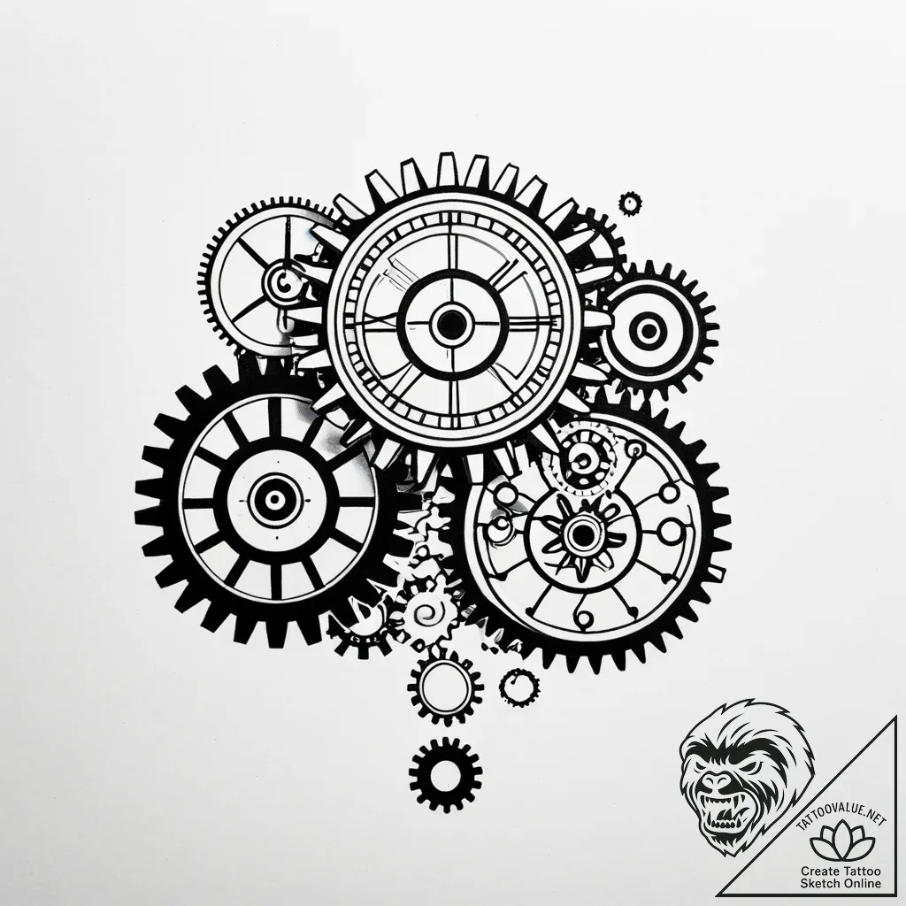 Clockwork orange with exposed, whirring gears... - style Jaeger Simple - tattoo sketch (11.11.2025 10:34)
