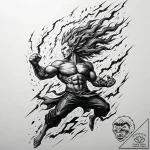 Tattoo sketch, spirit rearing with thundersto… – style Jaeger Mini – tattoo sketch (11.11.2025 10:36)