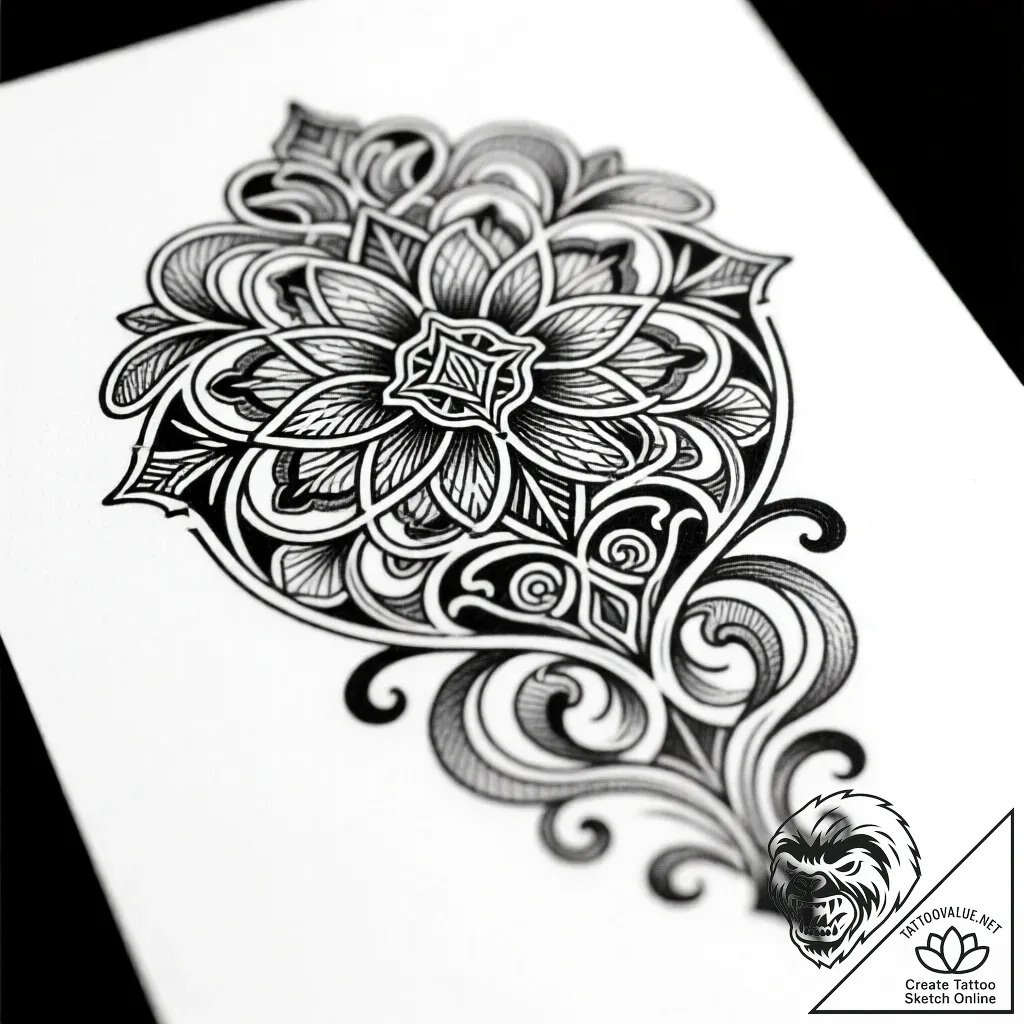 A, tattoo drawing outline, black and white sk... - style Flux Inscriptions - tattoo sketch (11.11.2025 10:43)