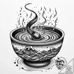 Singing bowl with sound waves visibly ripplin… – style Jaeger Mini – tattoo sketch (11.11.2025 10:48)