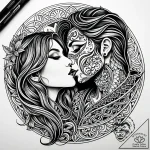 Kiss, ink illustration for tattoo, highly det… – style Jaeger Simple – tattoo sketch (11.11.2025 10:58)