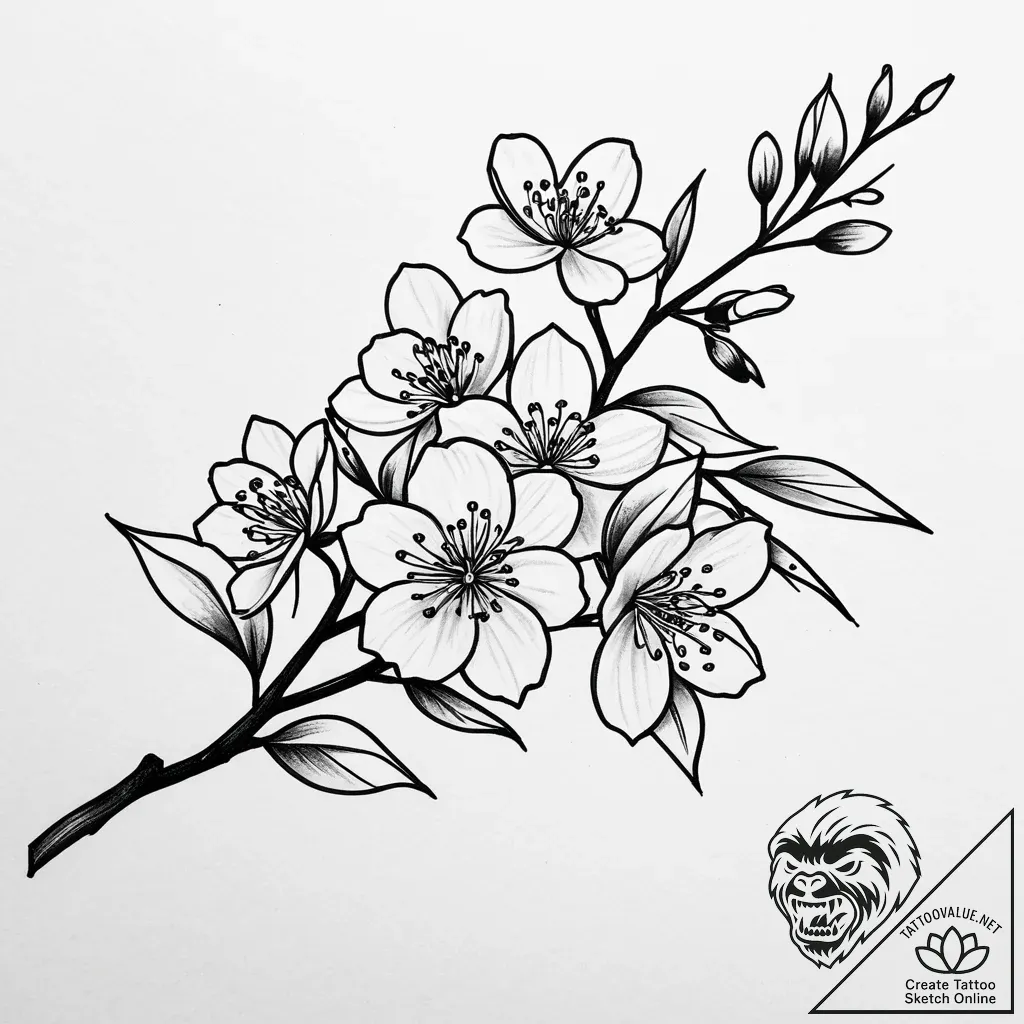 Tattoo sketch, mei lee surrounded by floating... - style Jaeger Simple - tattoo sketch (11.11.2025 11:10)