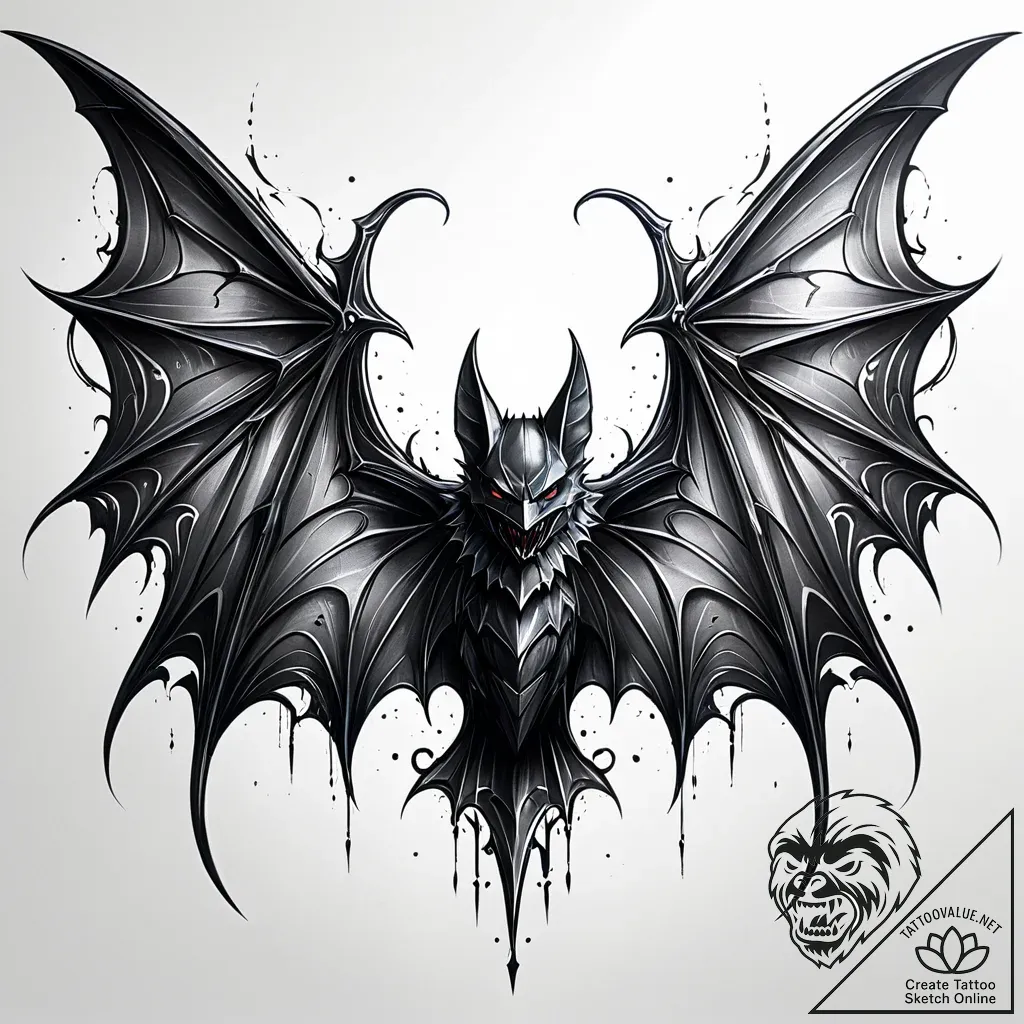 Bat - style Jaeger Simple - tattoo sketch (11.11.2025 11:31)