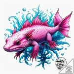 An axolotl – style Jaeger Simple – tattoo sketch (11.11.2025 11:34)