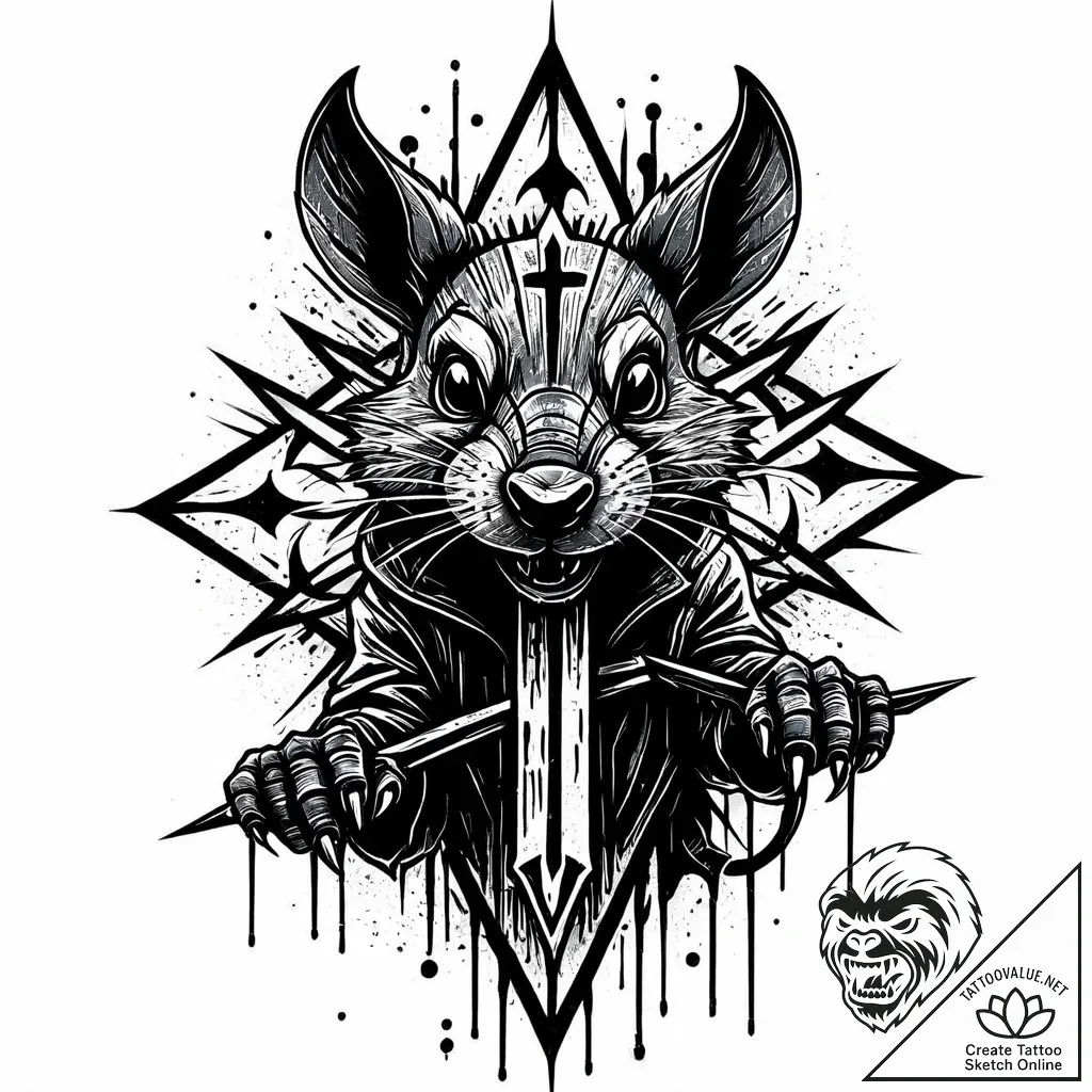 Tat tattoo sketch, zaun rats silhouetted agai... - style Jaeger Mini - tattoo sketch (11.11.2025 11:36)