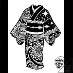 Kimono pattern flowing into stars, tattoo fla… – style Flux Inscriptions – tattoo sketch (11.11.2025 11:43)