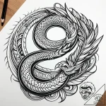 Angelic serpent with feathers, tattoo sketch… – style Jaeger Simple – tattoo sketch (11.11.2025 11:46)