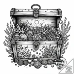 Treasure chest beneath coral reef, tattoo ske… – style Jaeger Mini – tattoo sketch (11.11.2025 11:49)