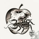 Apple rotting with worms, artistic tattoo ske… – style Flux Inscriptions – tattoo sketch (11.11.2025 12:07)