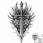 Hallowed dagger crowned with roots, tattoo fl… – style Jaeger Mini – tattoo sketch (11.11.2025 12:13)