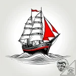 A ship sailing on a sea of sand, ink illustra… – style Jagger Old – tattoo sketch (11.11.2025 12:16)