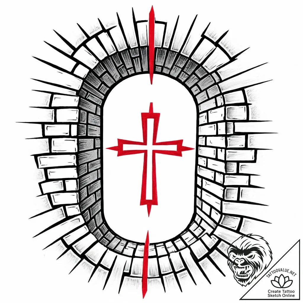 Portal opening in a brick wall, artistic tatt... - style Jaeger Mini - tattoo sketch (11.11.2025 12:25)