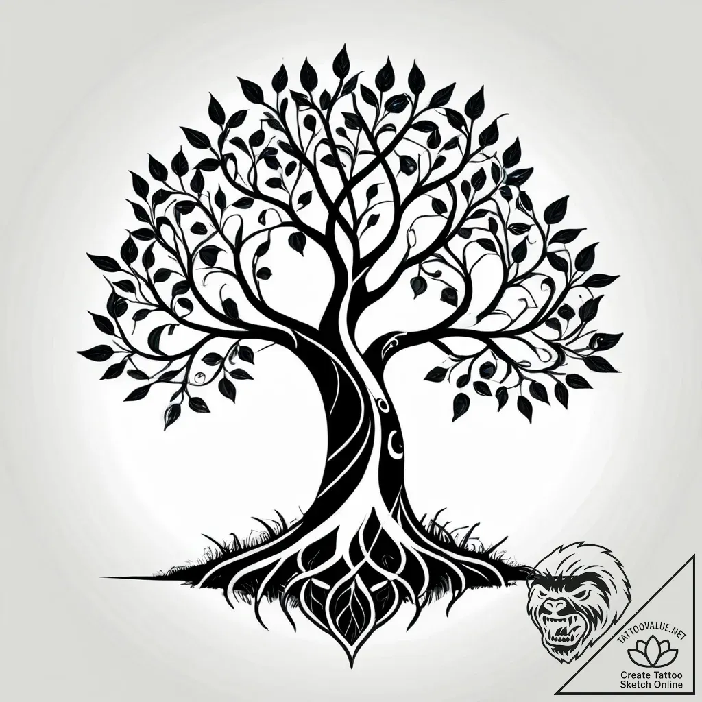An ancient tree with glowing roots and leaves... - style Jagger Old - tattoo sketch (11.11.2025 12:28)
