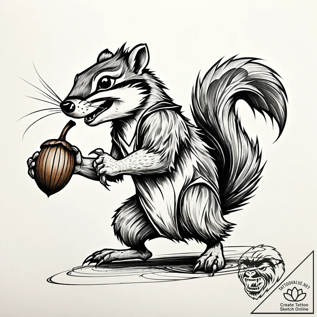 Eskizto, tattoo sketch, scrat chasing acorn,... - style Jaeger Simple - tattoo sketch (11.11.2025 12:34)