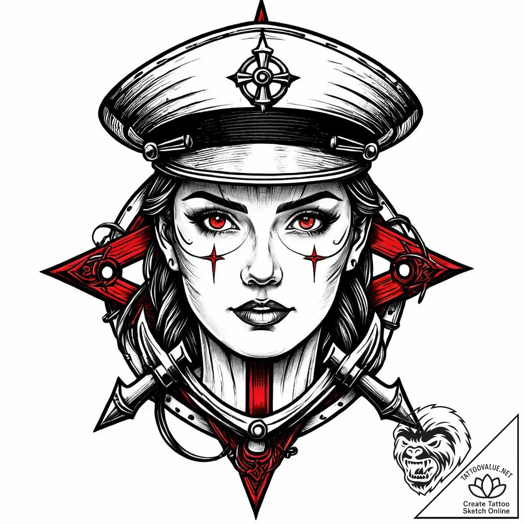 Locked eye beneath iron helm, tattoo drawing... - style Jaeger Mini - tattoo sketch (11.11.2025 12:48)