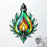 Emerald flame in glass vial, concept art for… – style Jagger Old – tattoo sketch (11.11.2025 13:04)