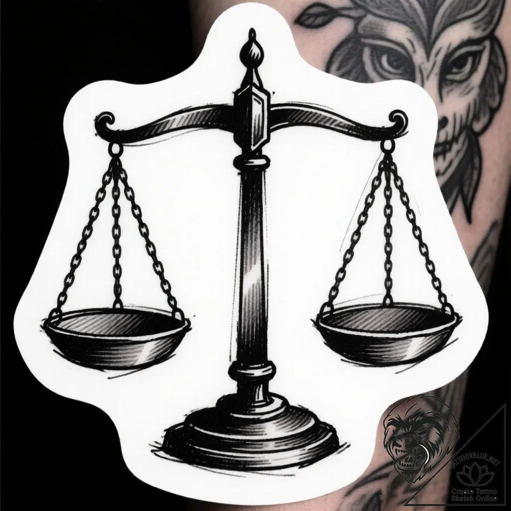 Weighing scales, held in perfect balance, tat... - style Flux Inscriptions - tattoo sketch (11.11.2025 13:07)