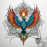 Phoenix rising from ashes (already there, but… – style Jaeger Simple – tattoo sketch (11.11.2025 13:10)