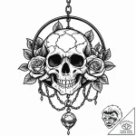 Blood orb suspended in chains, ink illustrati… – style Jaeger Mini – tattoo sketch (11.11.2025 13:13)