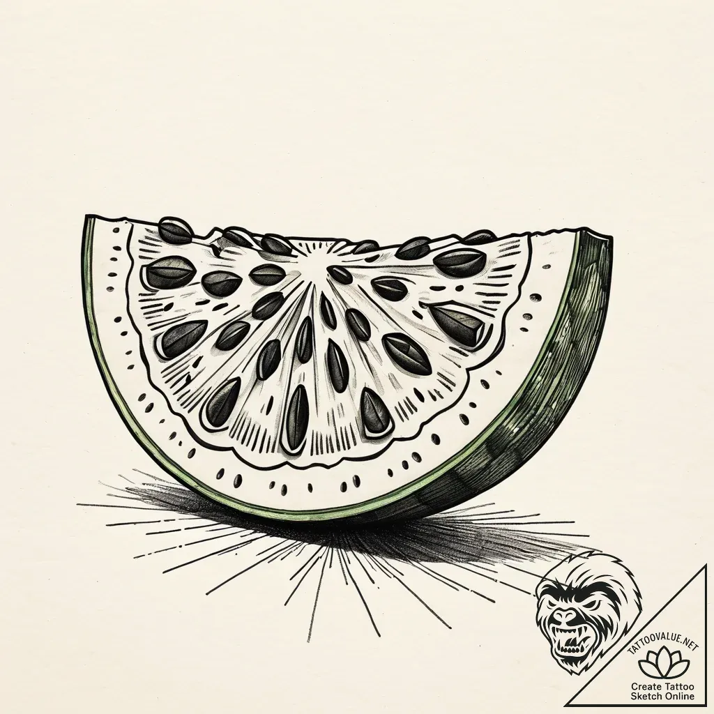 Slice of watermelon, graphic style, tattoo li... - style Jaeger Simple - tattoo sketch (11.11.2025 13:21)