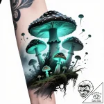 Mushrooms – style Flux Inscriptions – tattoo sketch (11.11.2025 13:31)
