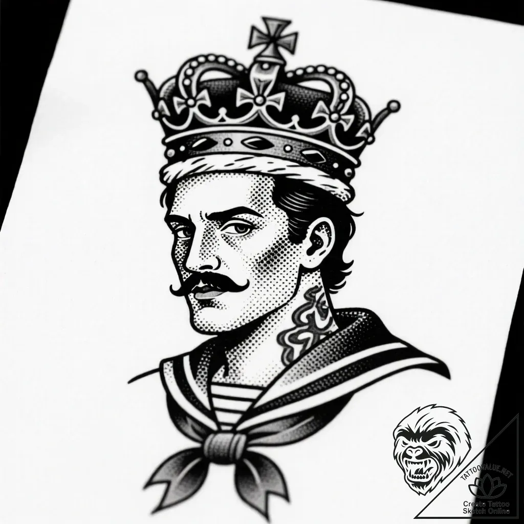 Kris blade crowned in ivy, concept art for ta... - style Flux Inscriptions - tattoo sketch (11.11.2025 13:43)