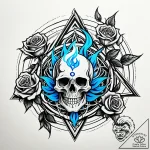 A magical blue flame dancing, mystical energy… – style Jaeger Simple – tattoo sketch (11.11.2025 13:46)