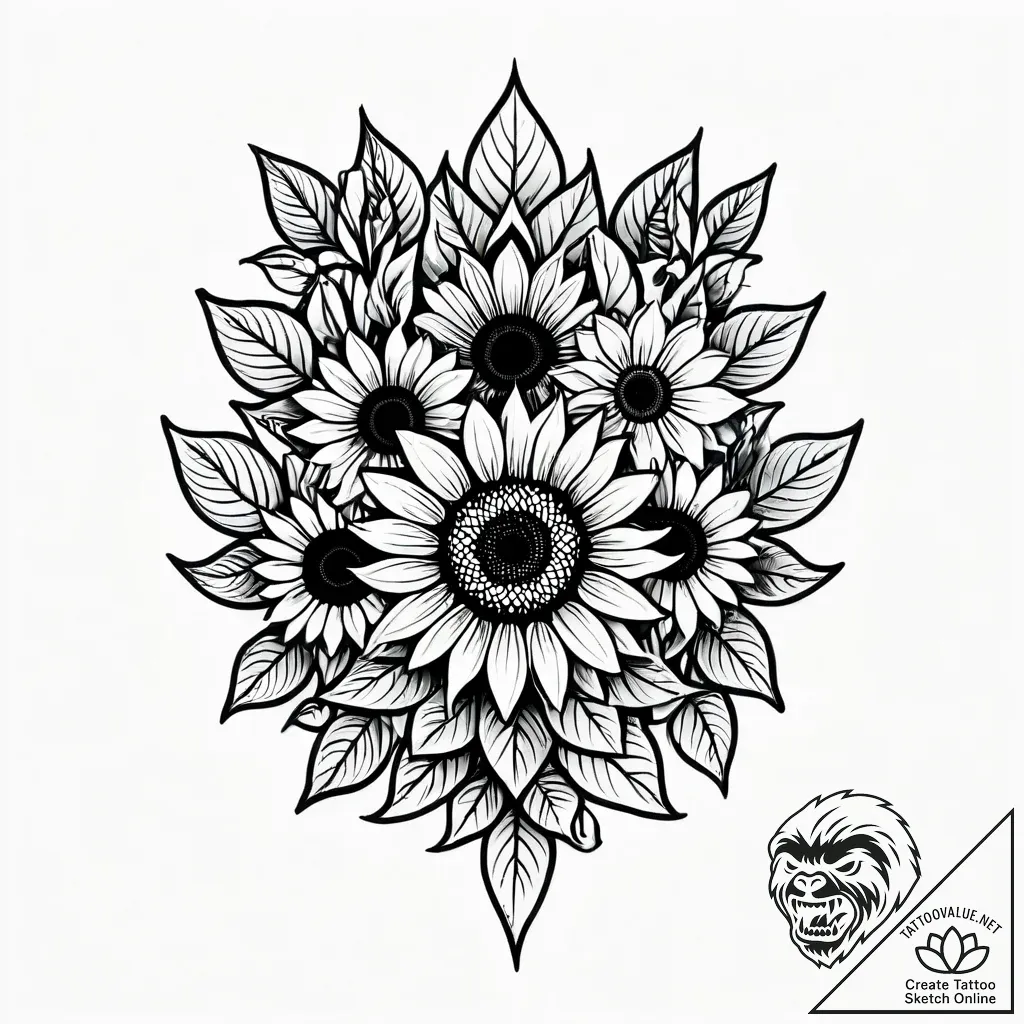 A cheerful bouquet of sunflowers, bright and... - style Jagger Old - tattoo sketch (11.11.2025 13:52)