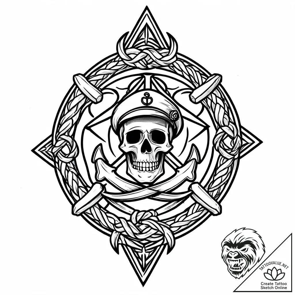 Bone amulet wrapped in sinew, tattoo flash sh... - style Jaeger Mini - tattoo sketch (11.11.2025 14:01)