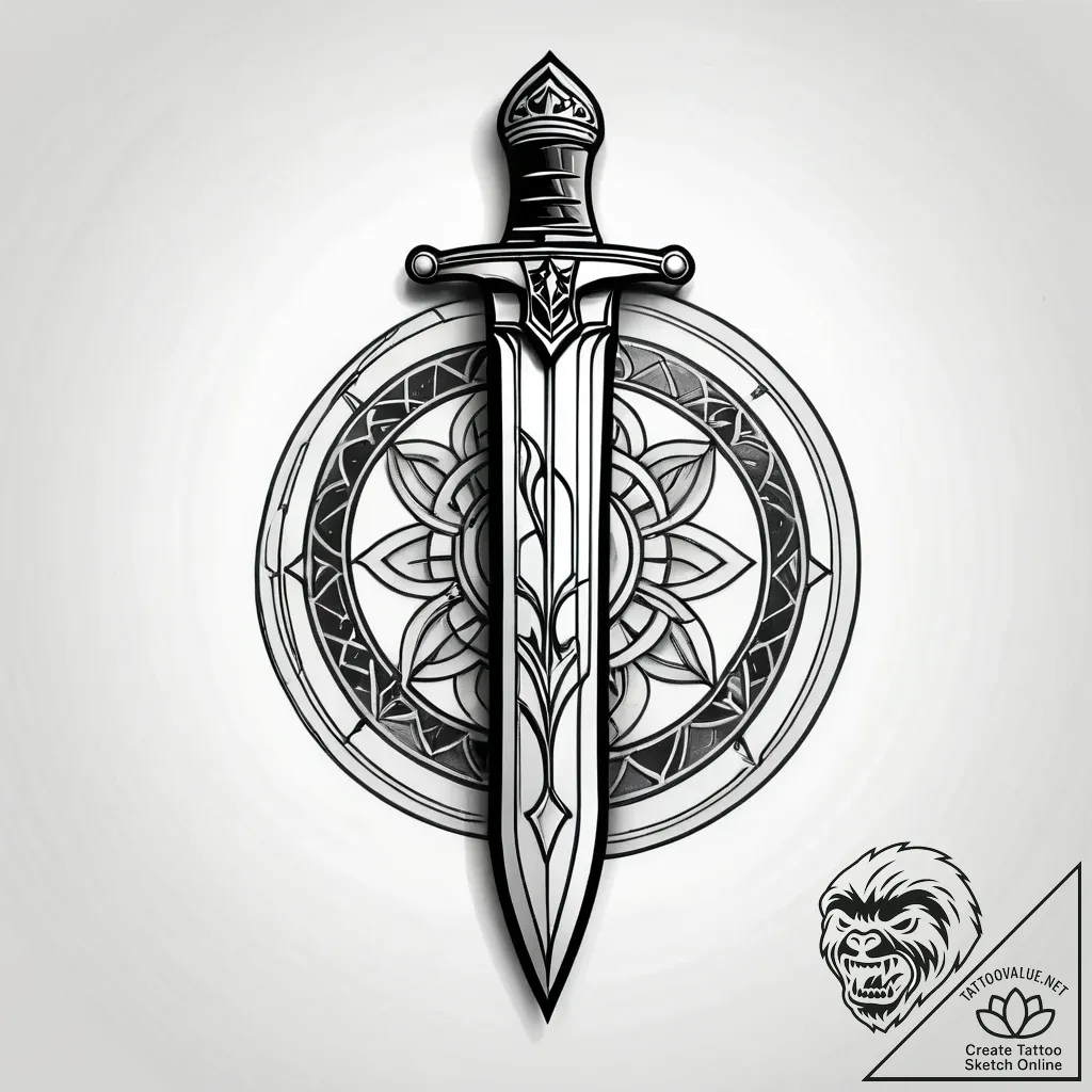 Kris dagger with glowing runes, concept art f... - style Jagger Old - tattoo sketch (11.11.2025 14:04)