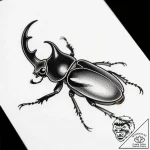 Rhino beetle with a horn of polished obsidian… – style Flux Inscriptions – tattoo sketch (11.11.2025 14:07)