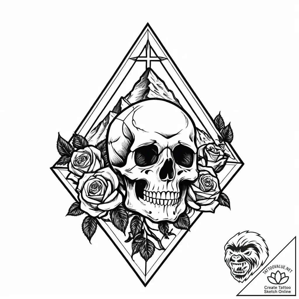 Mountain range silhouette inside a triangle,... - style Jaeger Mini - tattoo sketch (11.11.2025 14:13)