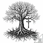 Beech tree with deep, visible roots, tattoo d… – style Jaeger Mini – tattoo sketch (11.11.2025 14:24)