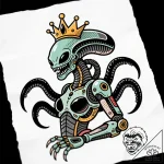 Queen’s alien xenomorph, rendered in biomecha… – style Flux Inscriptions – tattoo sketch (11.11.2025 14:31)