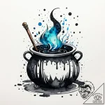 A witch’s cauldron, ink illustration for tatt… – style Jaeger Simple – tattoo sketch (11.11.2025 14:45)