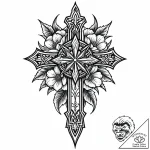 Thorned dagger beneath frozen bloom, tattoo d… – style Jaeger Mini – tattoo sketch (11.11.2025 14:49)