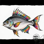 Ashen fish with skeletal fins, concept art fo… – style Flux Inscriptions – tattoo sketch (11.11.2025 14:55)