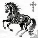 War horse in skeletal armor, concept art for… – style Flux Inscriptions – tattoo sketch (11.11.2025 15:55)