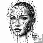 Binary code raining down to form a ghostly hu… – style Jaeger Mini – tattoo sketch (11.11.2025 16:01)