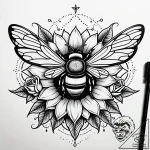 Tat tattoo sketch, bee with translucent wings… – style Jaeger Simple – tattoo sketch (11.11.2025 16:09)